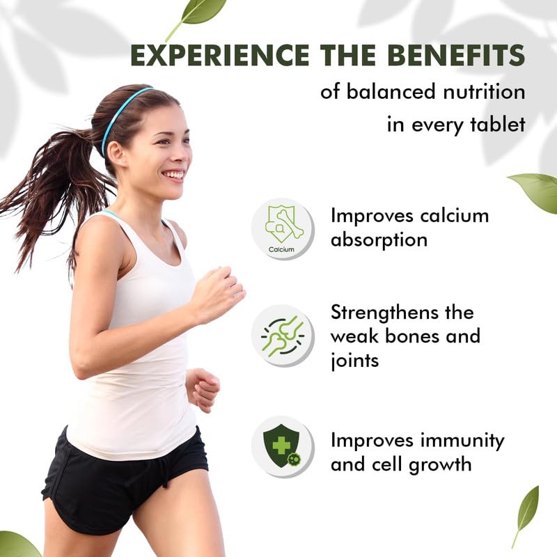 Sprowt Calcium Magnesium Zinc Vitamin D3, B12 & K- Vegetarian Tablets I Supplement for Women and Men, For Bone Health & Joint Support I 30 Tablets