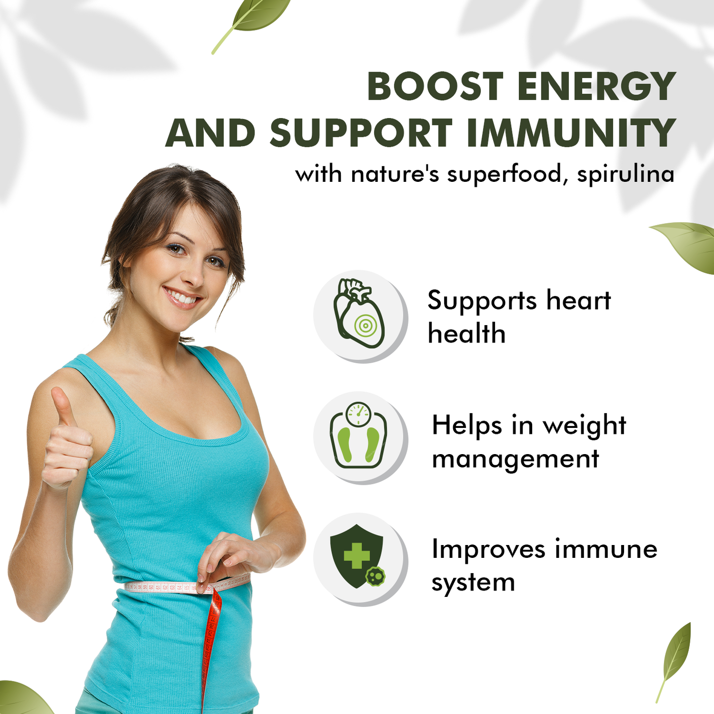 Spirulina 2000mg Supplement For Men And Women | GreenSuper Food For Weight Management & Immunity Booster | Helps In Healthy Heart - 120 Vegetarian Capsules