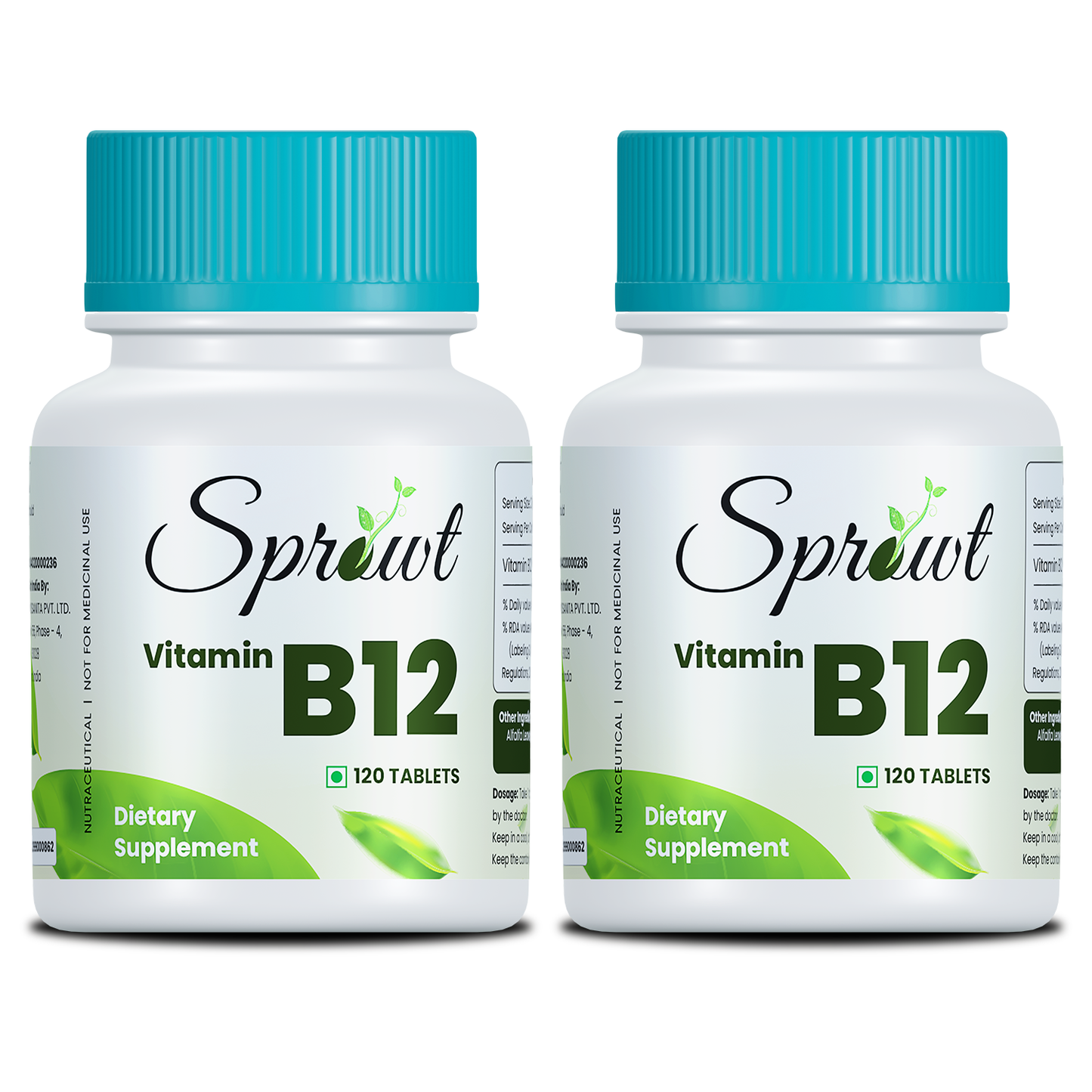 Sprowt Plant Based Vitamin B12 Capsule | Pack of 2, 120 Tablets Each