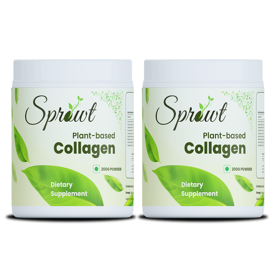 Sprowt Plant Based Collagen Builder for Youthful & Glowing Skin | Pack of 2, 200Gm Each