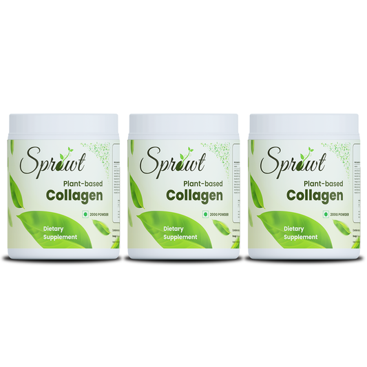 Sprowt Plant Based Collagen Builder for Youthful & Glowing Skin | Pack of 3, 200Gm Each