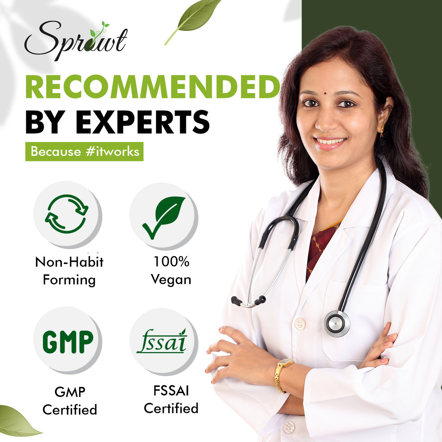 Sprowt Biotin + Tablet | Supplement For Strong Thick Hair & Glowing Skin | Improve the Energy Level | With Vitamin C, Green tea, Rosehip Extracts | Men & Women | 60 Biotin Veg Tablets