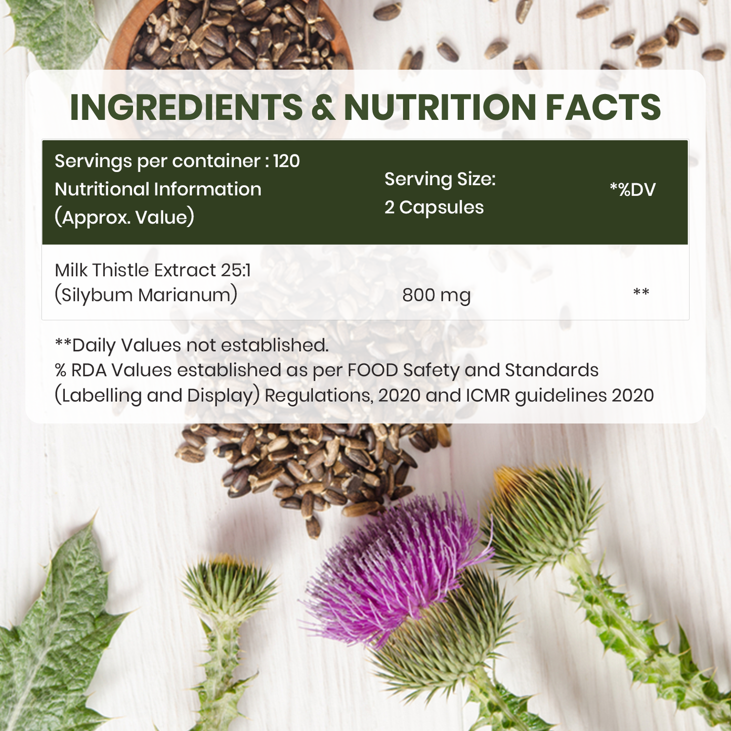 Sprowt Milk Thistle Extract With 800Mg Of Silybum Marianum Detox Supplement For Men And Women For Healthy Liver | Boost Metabolism And Maintain Cholesterol level - 120 Vegetarian Capsules