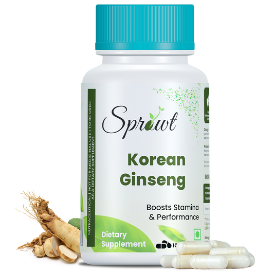 Sprowt Korean Red Ginseng 1000mg Capsules For Men | Supports Brain Function, Boosts Immunity, Energy & Focus