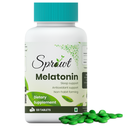 Sprowt Melatonin 10mg for better sleep | Sleep Supplement, Antioxidant Support & Non-Habit Forming - 120 Veg Tablets