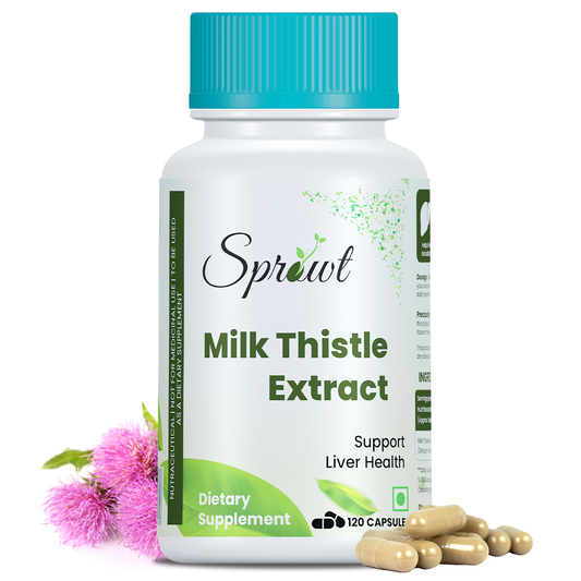 Sprowt Milk Thistle Extract With 800Mg Of Silybum Marianum Detox Supplement For Men And Women For Healthy Liver | Boost Metabolism And Maintain Cholesterol level - 120 Vegetarian Capsules