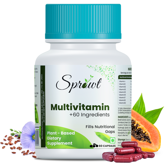 Sprowt Plant Based Multivitamin 60+ Ingredients | For Men & Women | Veg 60 Capsules  (60 Capsules)