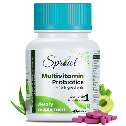 Sprowt Multivitamin With Probiotics -45 Ingredients | For Men & Women | Veg 60 Capsules  (60 Capsules)