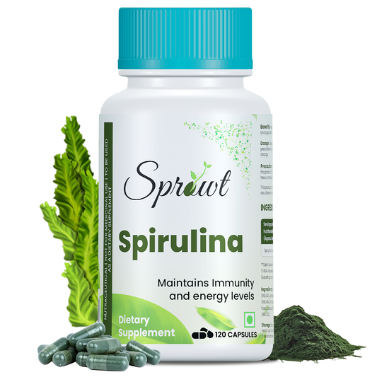 Spirulina 2000mg Supplement For Men And Women | GreenSuper Food For Weight Management & Immunity Booster | Helps In Healthy Heart - 120 Vegetarian Capsules
