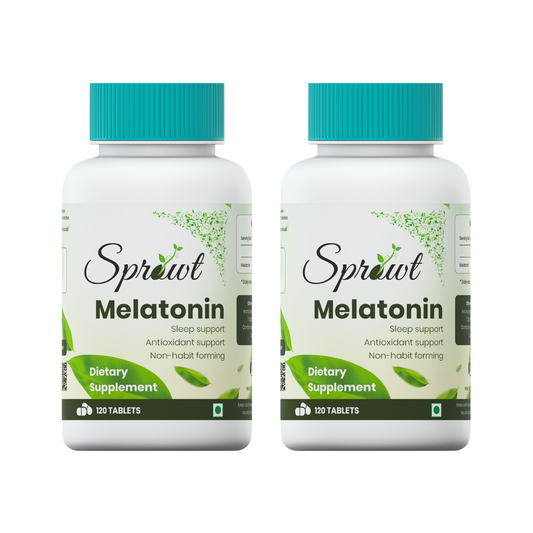 Sprowt Melatonin 10mg for better sleep | Sleep Supplement, Antioxidant Support & Non-Habit Forming - Pack of 2, 120 Tablets Each
