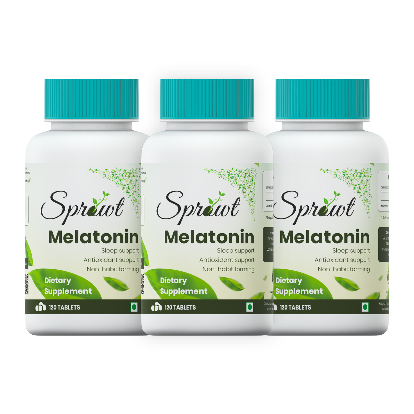 Sprowt Melatonin 10mg for better sleep | Sleep Supplement, Antioxidant Support & Non-Habit Forming -Pack of 3, 120 Tablets Each